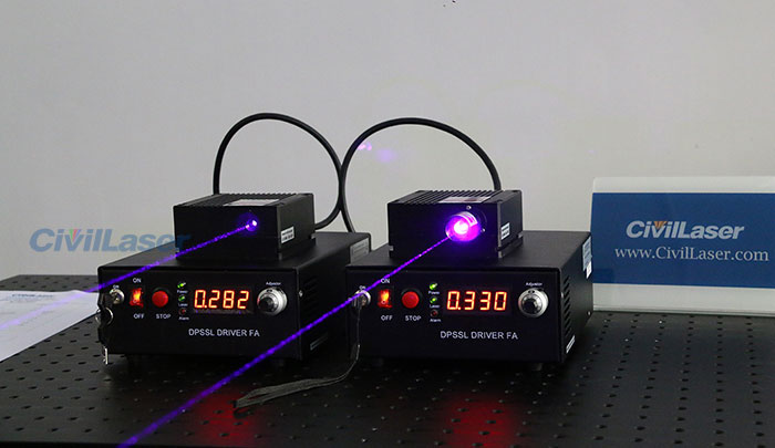 405nm 8000mW Blue-Violet high power Semiconductor laser with adjustable Power supply